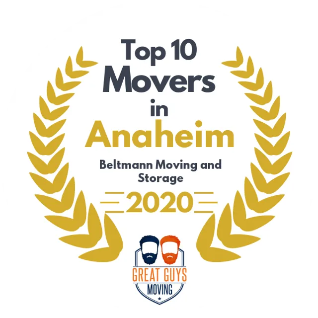 Top 10 Movers in Anaheim, CA 2020 award