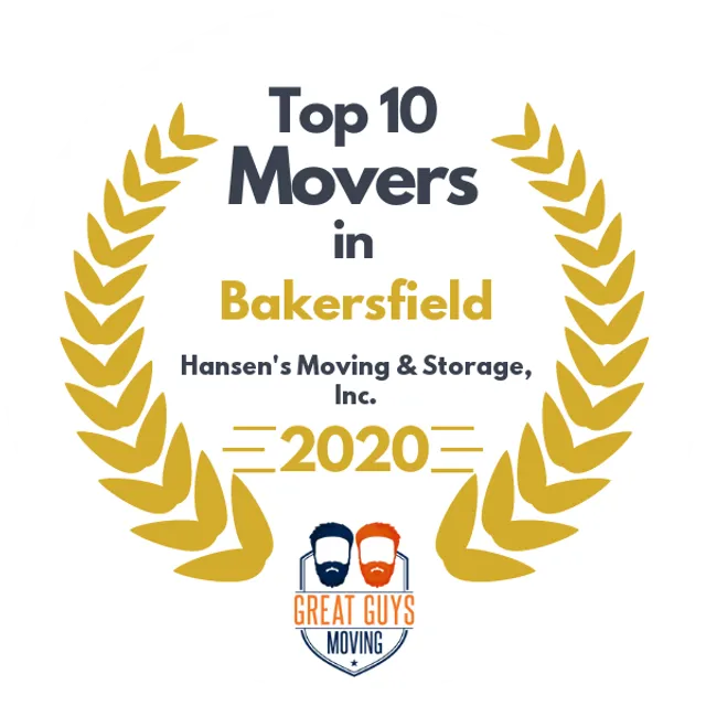 Top 10 Movers in Bakersfield, CA 2020 award