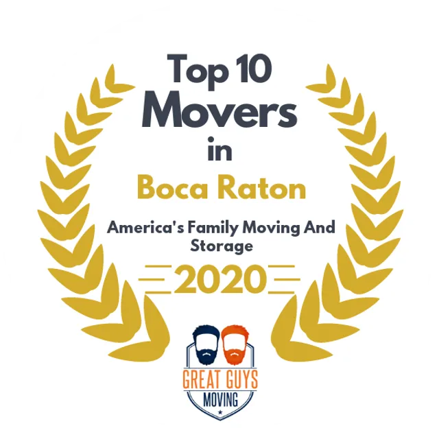 Top 10 Movers in Coral Springs, FL 2020 award