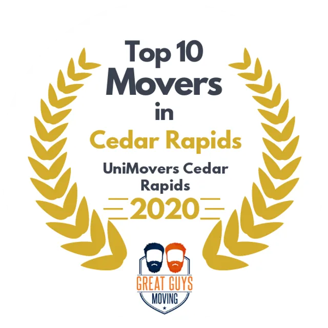 Top 10 Movers in Cedar Rapids, IA 2020 award