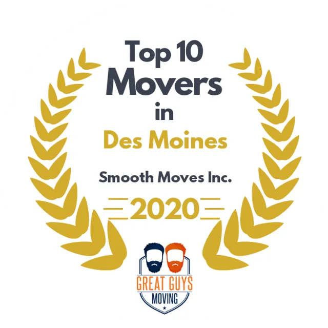 Top 10 Movers in Des Moines, IA 2020 award