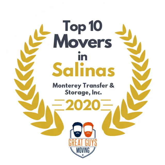 Top 10 Movers in Salinas, CA 2020 award