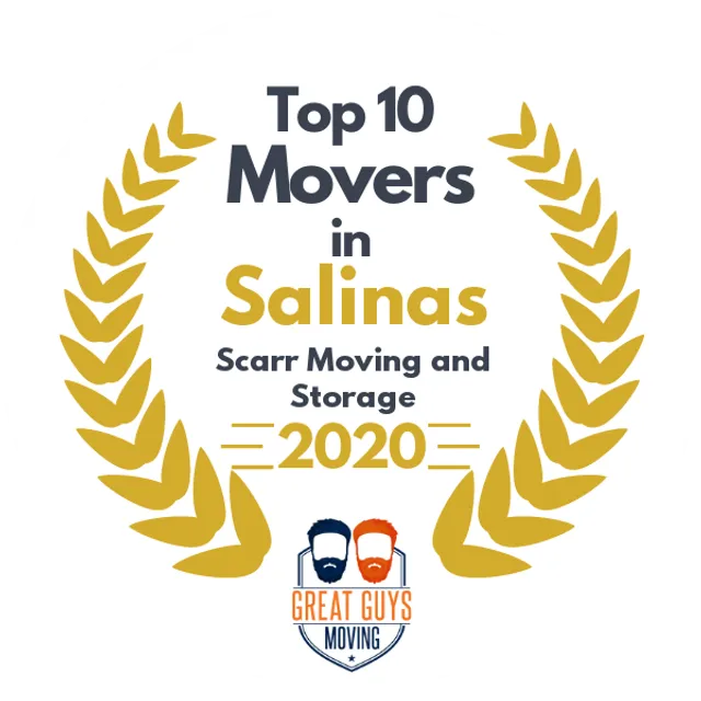 Top 10 Movers in Salinas, CA 2020 award