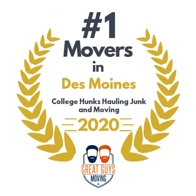 #1 Ranked Movers in Des Moines, IA 2020 award