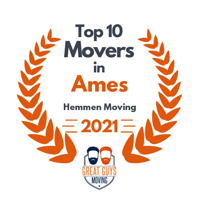 Top 10 Movers in Des Moines, IA 2021 award