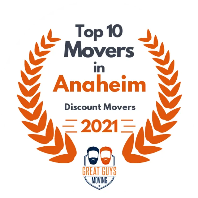 Top 10 Movers in Anaheim, CA 2021 award