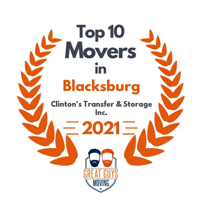 Top 10 Movers in Roanoke, VA 2021 award