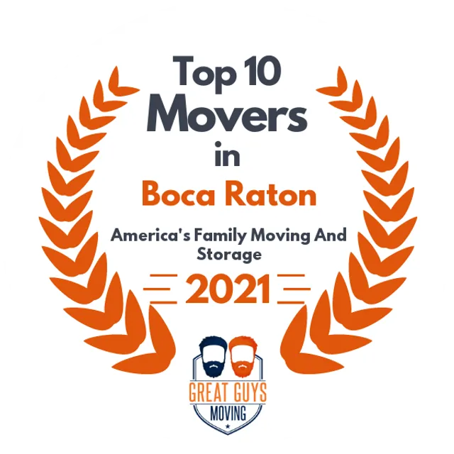 Top 10 Movers in Coral Springs, FL 2021 award