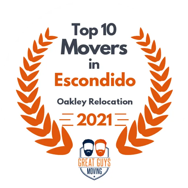 Top 10 Movers in Escondido, CA 2021 award