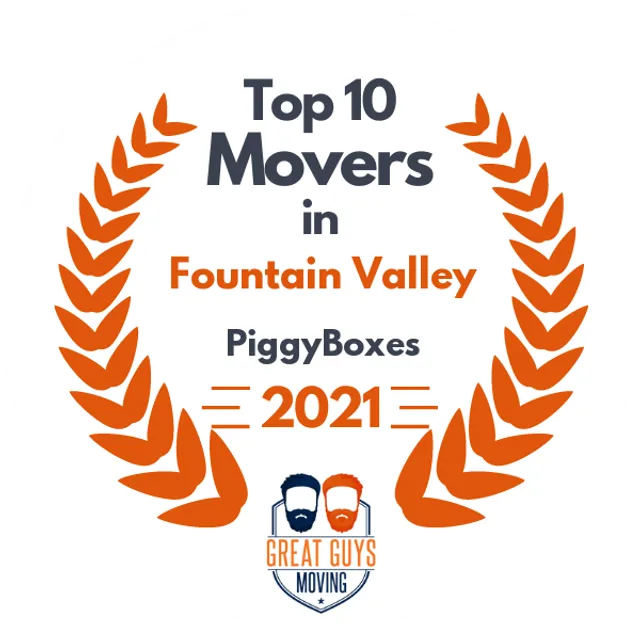 Top 10 Movers in Fountain Valley, CA 2021 award