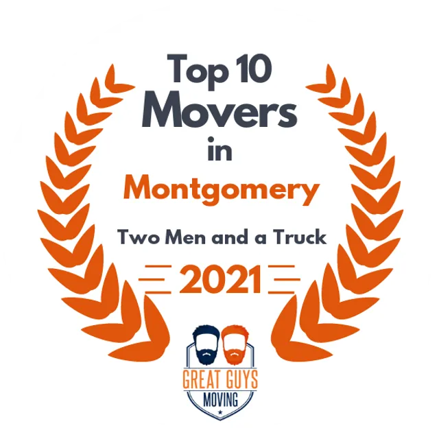 Top 10 Movers in Montgomery, AL 2021 award