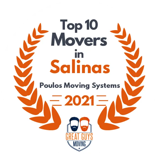 Top 10 Movers in Salinas, CA 2021 award