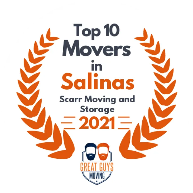 Top 10 Movers in Salinas, CA 2021 award