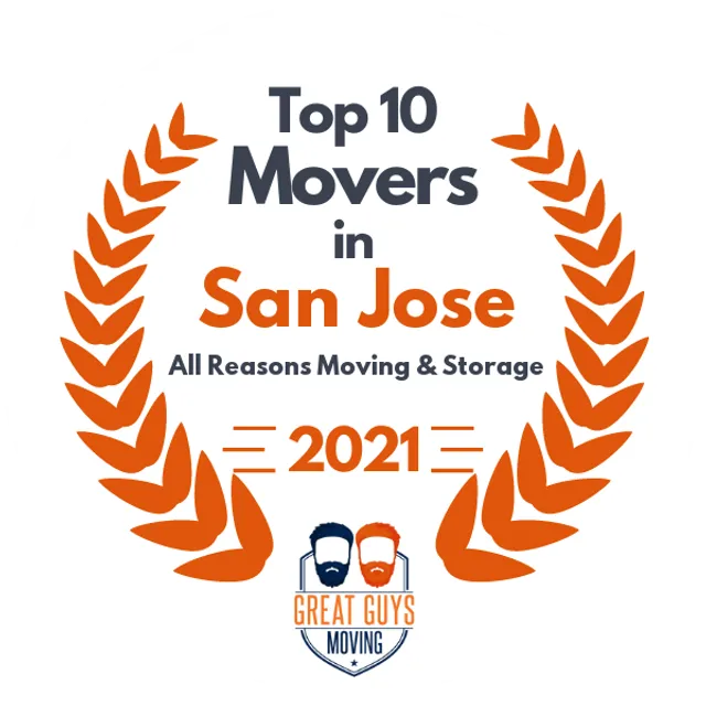 Top 10 Movers in San Jose, CA 2021 award