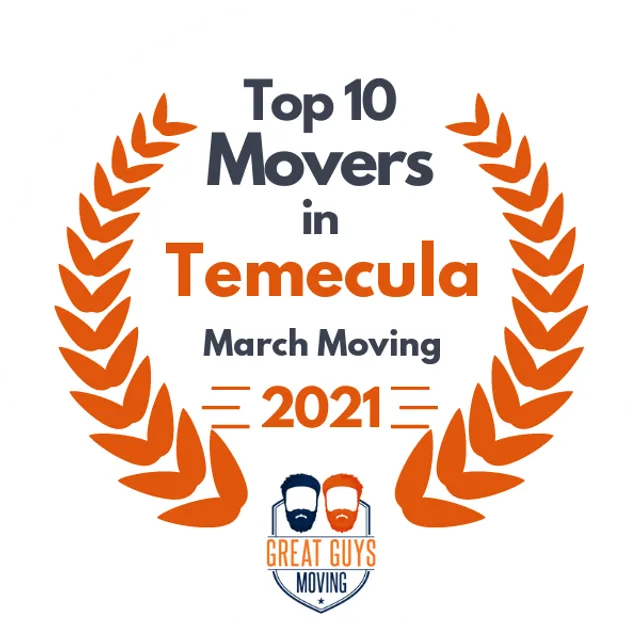 Top 10 Movers in Murrieta, CA 2021 award