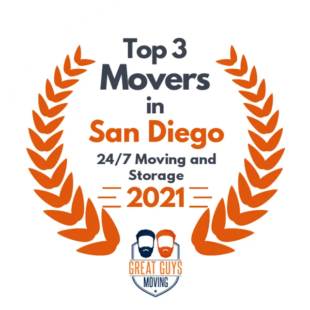 Top 3 Movers in San Diego, CA 2021 award