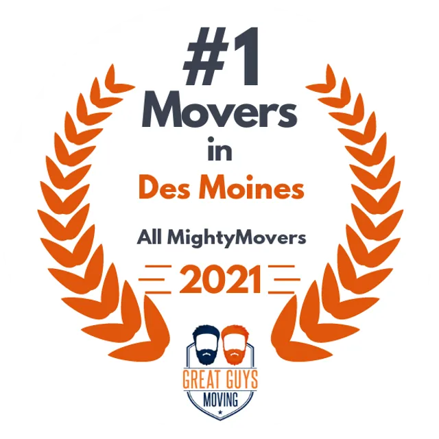 #1 Ranked Movers in Des Moines, IA 2021 award