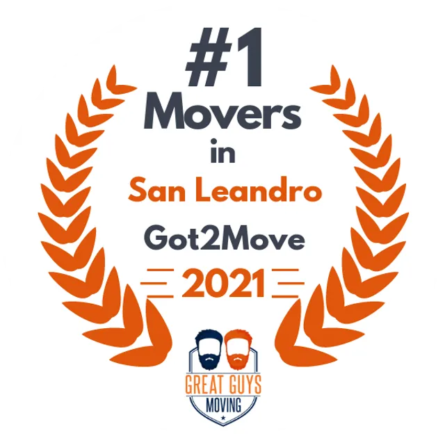 #1 Ranked Movers in San Jose, CA 2021 award