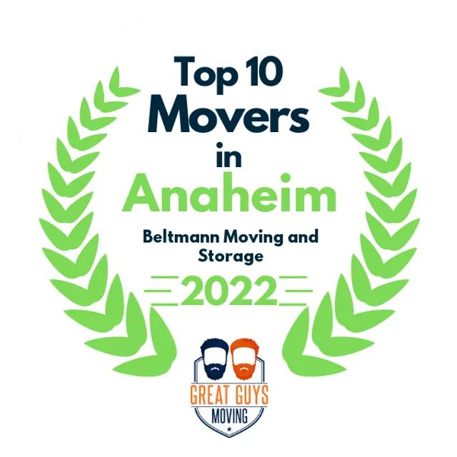 Top 10 Movers in Anaheim, CA 2022 award