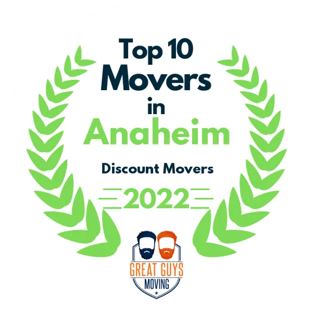 Top 10 Movers in Anaheim, CA 2022 award