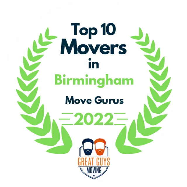 Top 10 Movers in Birmingham, AL 2022 award