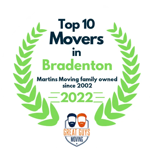 Top 10 Movers in Bradenton, FL 2022 award