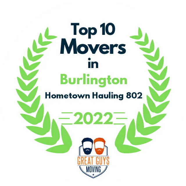 Top 10 Movers in Burlington, VT 2022 award