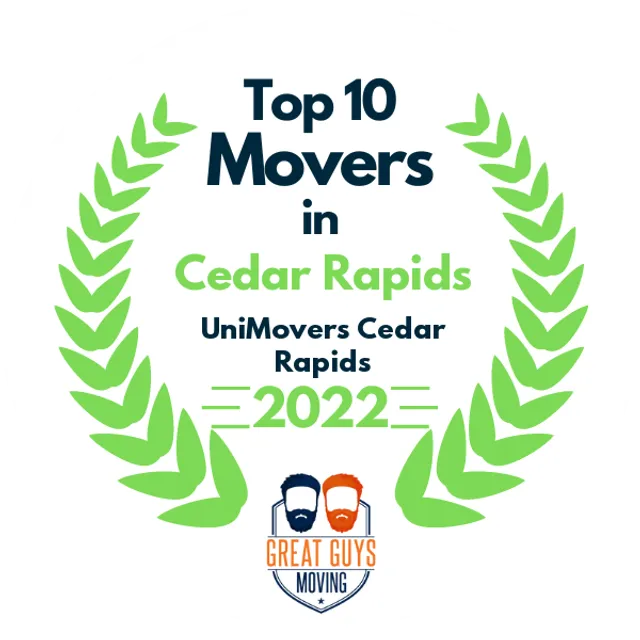 Top 10 Movers in Cedar Rapids, IA 2022 award