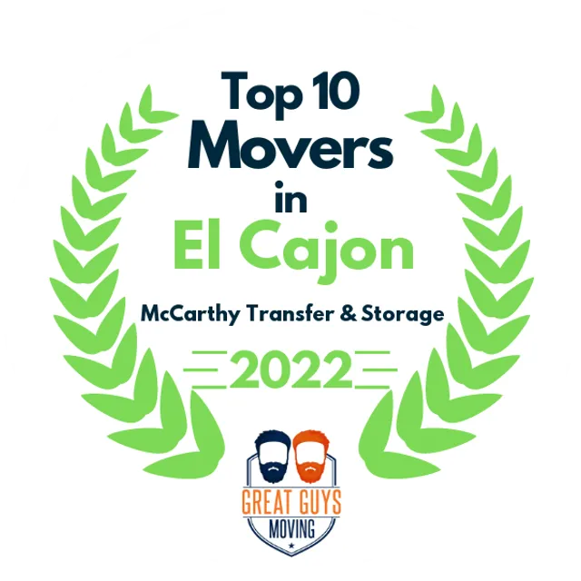 Top 10 Movers in El Cajon, CA 2022 award