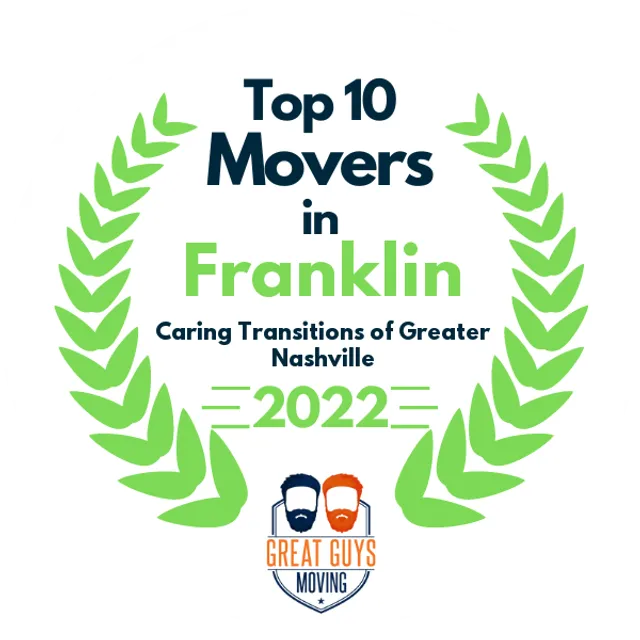 Top 10 Movers in Franklin, TN 2022 award