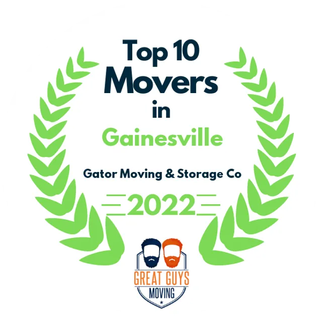 Top 10 Movers in Gainesville, FL 2022 award