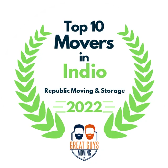 Top 10 Movers in Indio, CA 2022 award