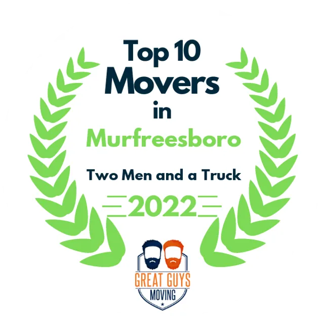 Top 10 Movers in Murfreesboro, TN 2022 award