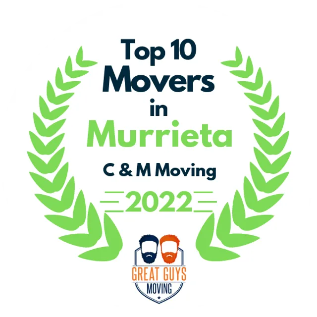 Top 10 Movers in Murrieta, CA 2022 award