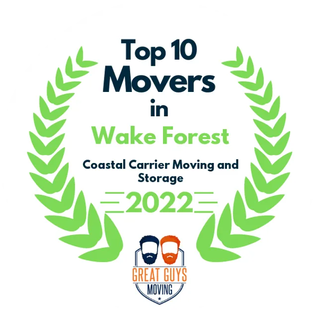 Top 10 Movers in Raleigh, NC 2022 award