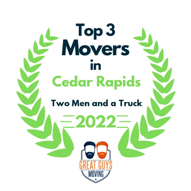 Top 3 Movers in Cedar Rapids, IA 2022 award