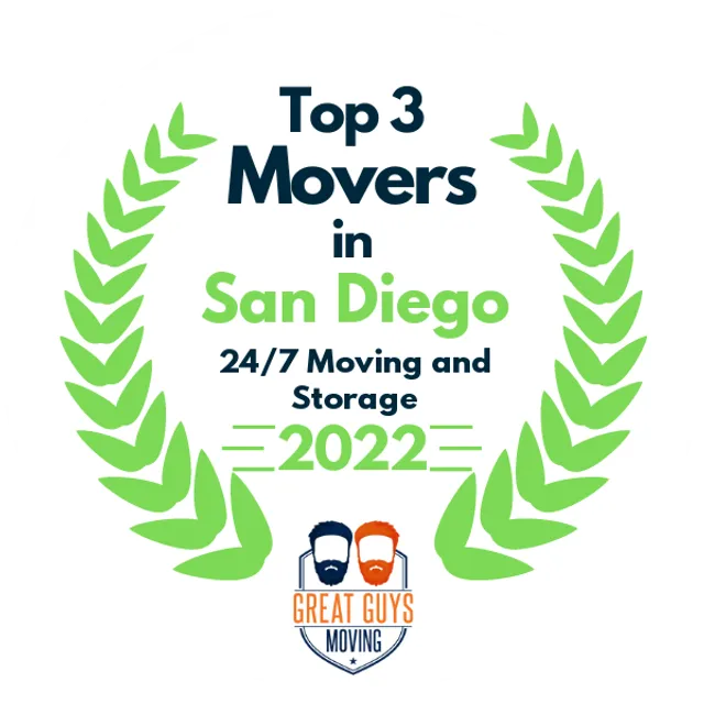 Top 3 Movers in San Diego, CA 2022 award