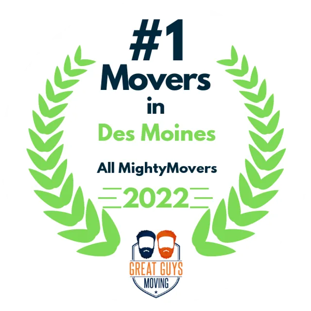 #1 Ranked Movers in Des Moines, IA 2022 award