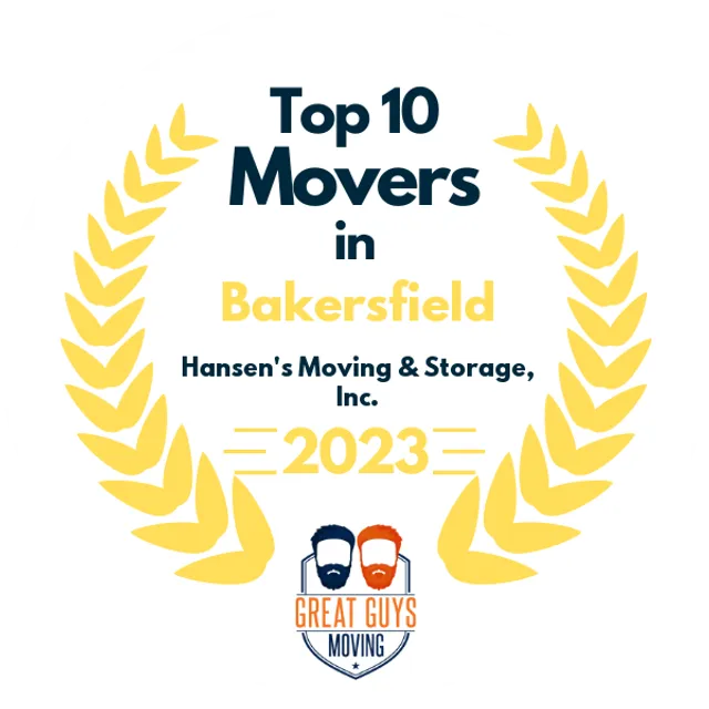 Top 10 Movers in Bakersfield, CA 2023 award