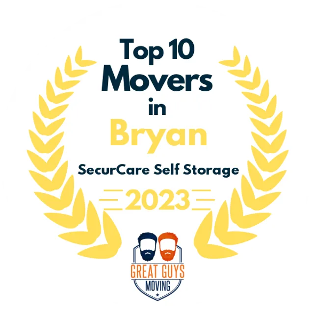 Top 10 Movers in Bryan, TX 2023 award