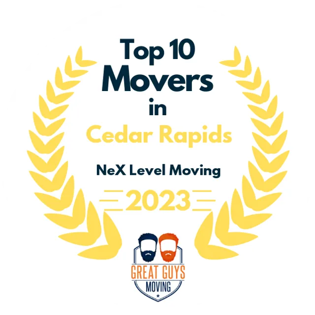 Top 10 Movers in Cedar Rapids, IA 2023 award