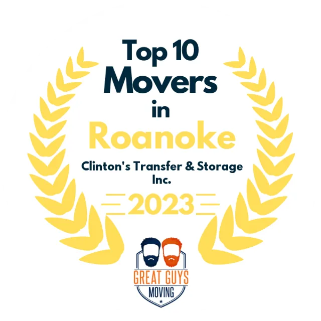 Top 10 Movers in Roanoke, VA 2023 award