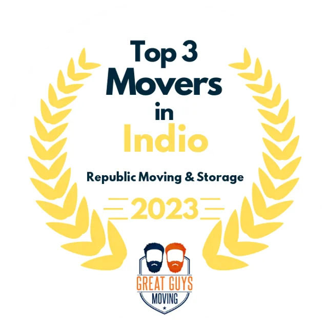 Top 3 Movers in Indio, CA 2023 award