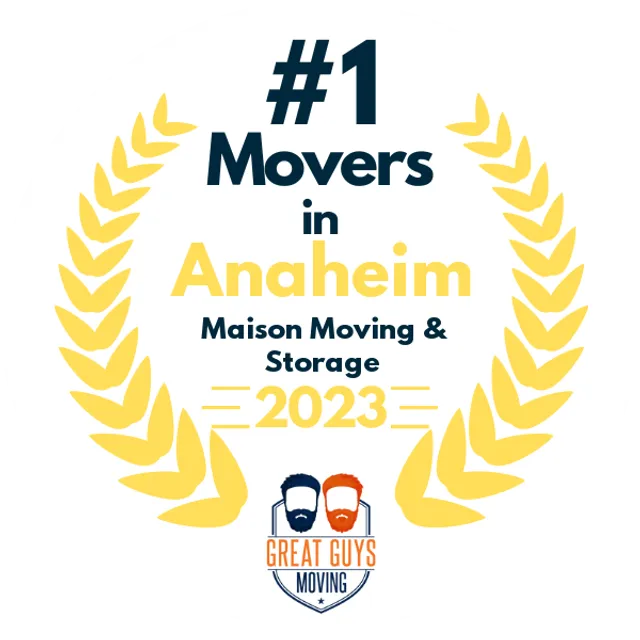 #1 Ranked Movers in Anaheim, CA 2023 award